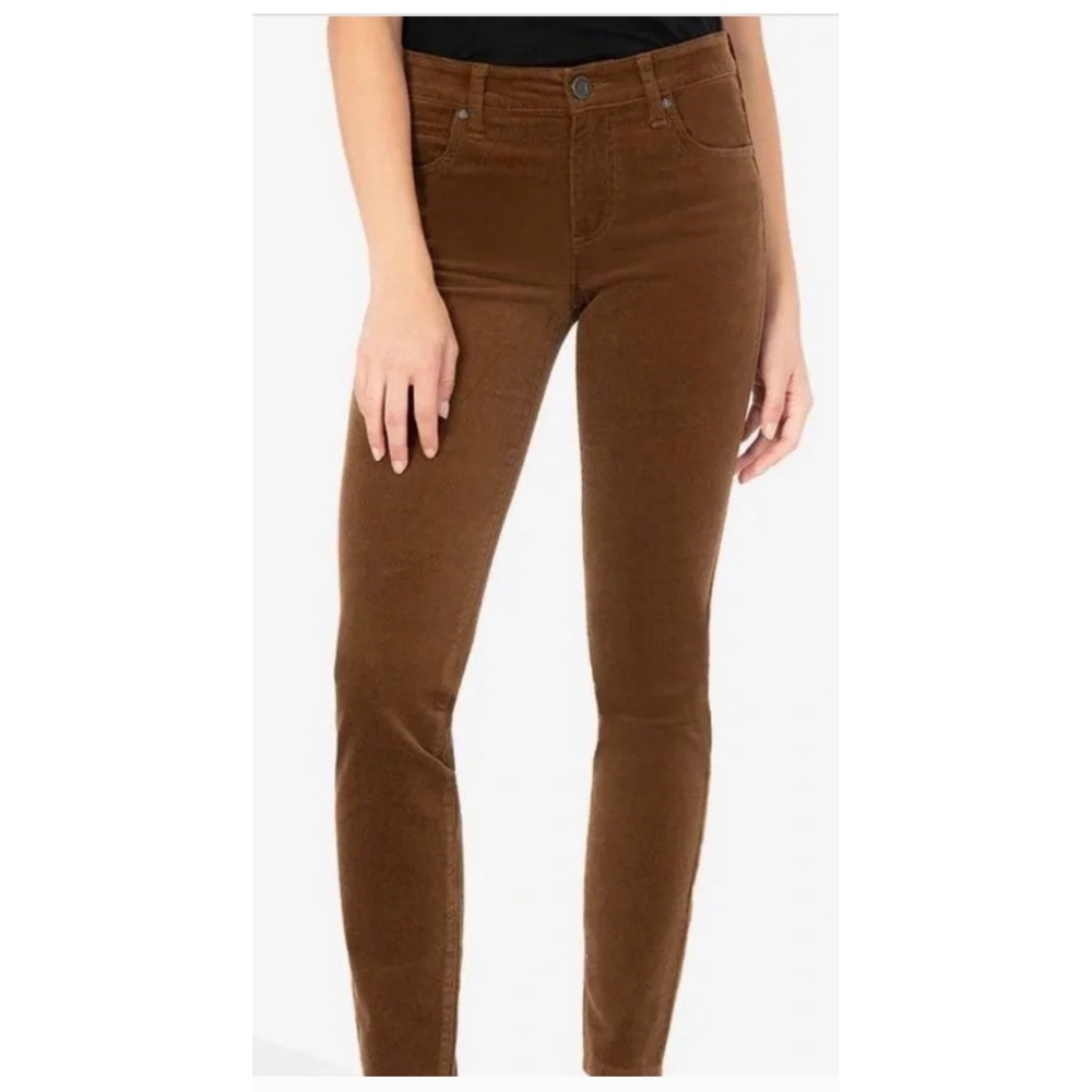 KUT from the Kloth Diana Skinny Corduroy Pants Brown Size 14